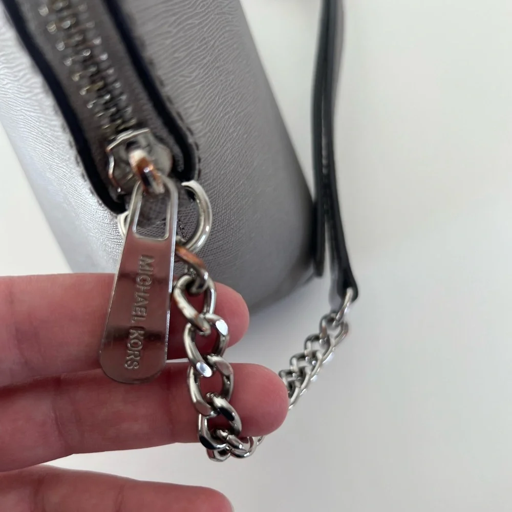 Michael Kors Grey Leather Structured Dome Chain Strap Crossbody Bag‎